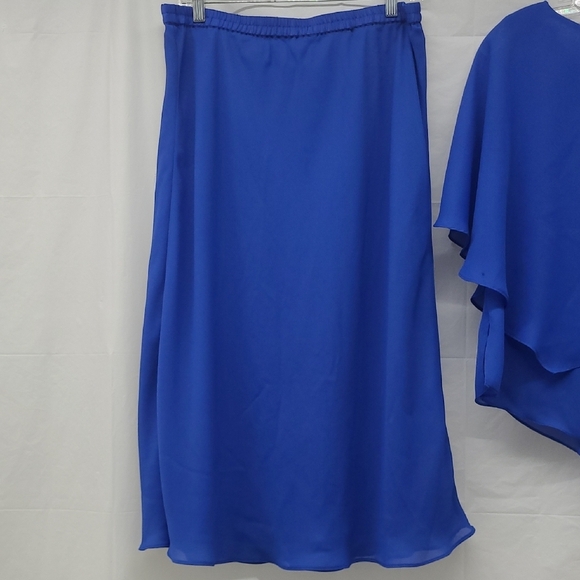 Draper’s & Damon’s Royal Blue Chiffon Skirt Set 16 Flowy A-Line Resort Wedding - Picture 7 of 15